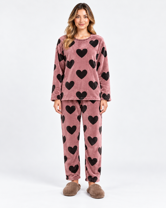 Women's Soft Fleece Pajamas with Heart Print Mod.5132