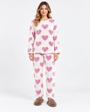 Pijama de Mujer Suave Polar con Estampado de Corazones Mod.5132