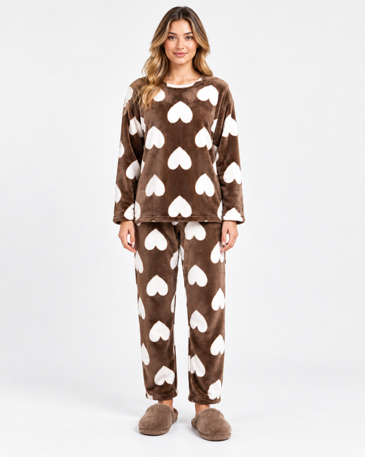 Women's Soft Fleece Pajamas with Heart Print Mod.5132