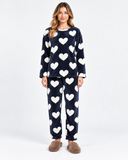Pijama de Mujer Suave Polar con Estampado de Corazones Mod.5132