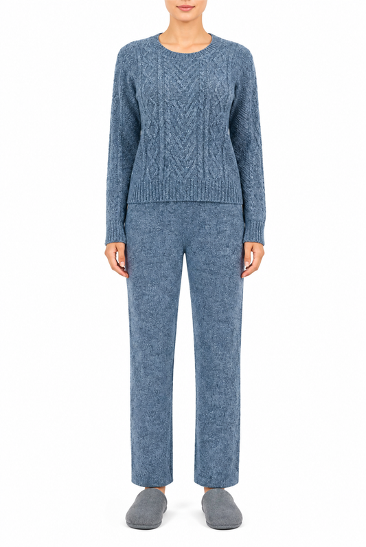 Pijama de Acrilán para Mujer de 2 Piezas – Suéter Tejido y Pantalón Largo Mod.5068